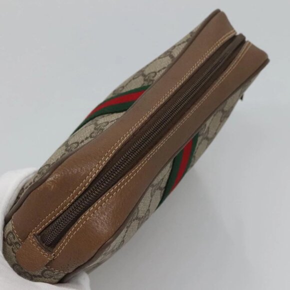 GUCCI GG Supreme Web Sherry Line Clutch Bag PVC Beige 89 01 002 Auth BA2470 - Picture 15 of 16